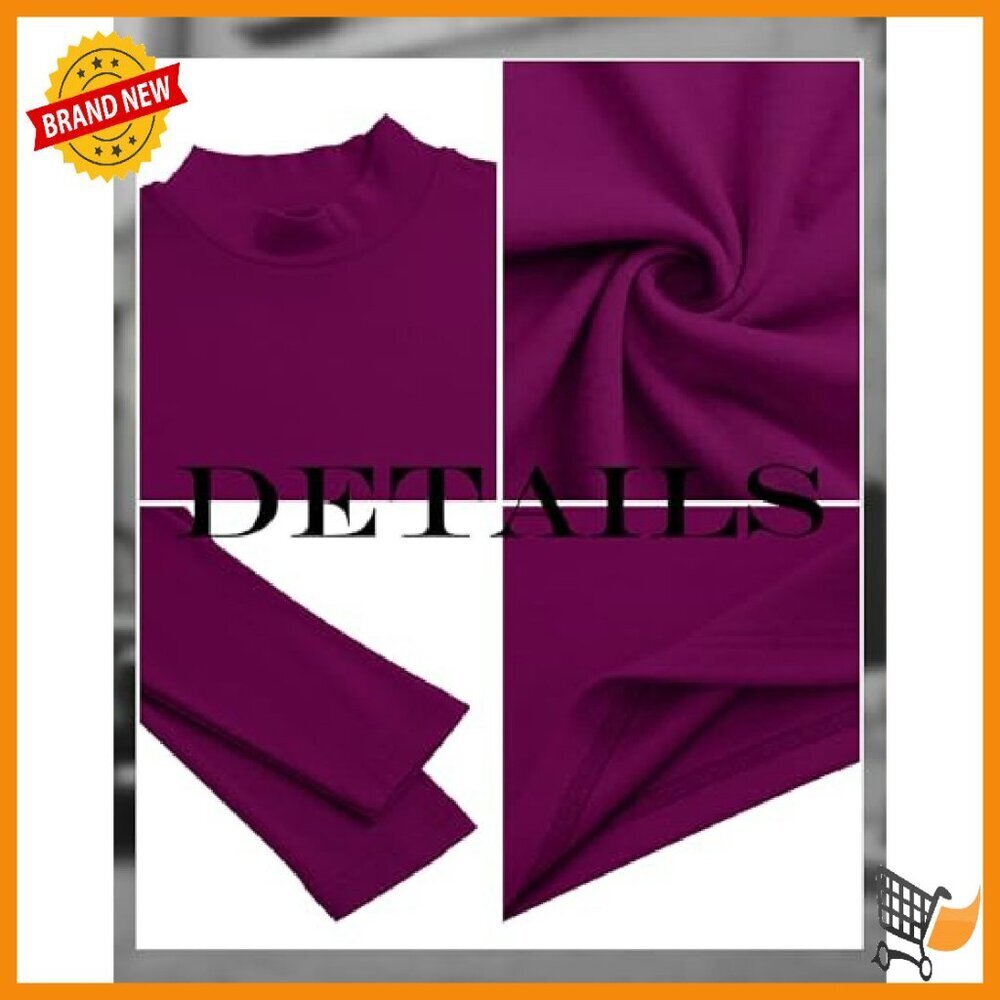 Women's Long Sleeve Mock Turtleneck Pullover Stretch Cotton Layering Top - Picture 6 of 8
